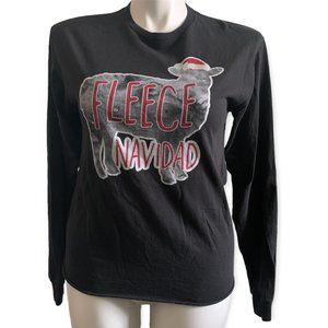 Fleece Navidad | Black Ugly Christmas Sweater Long-Sleeve T-Shirt | Sz L